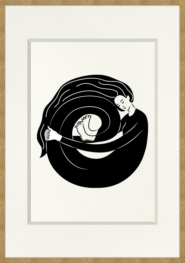 Snail woman - Fine Art print on A5 Hahnemühle paper, framed A4